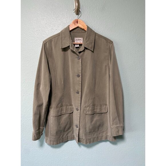 L.L. Bean‎ Women's Green Utility Collared Button Up Jacket Size 12 - Picture 1 of 9